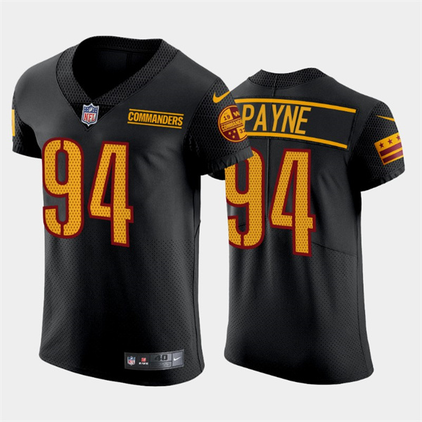 Men's Washington Commanders #94 Da'ron Payne Black Elite Stitched Jersey Men's Washington Commanders #94 Da'ron Payne Black Elite Stitched Jersey